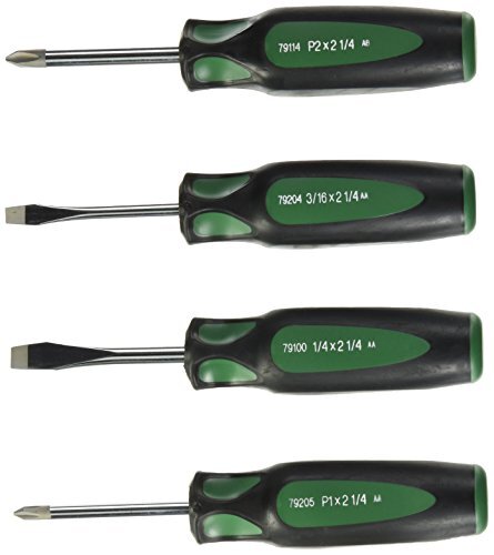 SK Tools 86335 Cushion Grip Stubby Screwdriver Set, 4-Piece