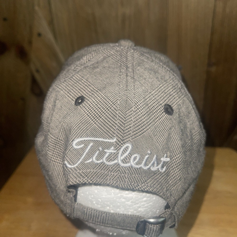 Titleist Grey Plaid Adjustable Golf baseball hat cap Strap Embroidered