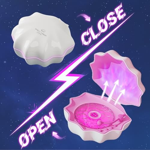 Ocean Wave Projector Light, Shell Night Light Built-in Bluetooth Speaker, Pink