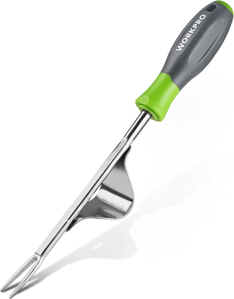 Weed Puller Tool, Metal Leverage Base and V-Shaped Forks for Easy Weed Remova...