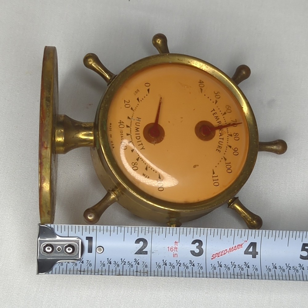 Nautical Ship Steering Wheel Design Thermometer - Non Working Humidity Meter
