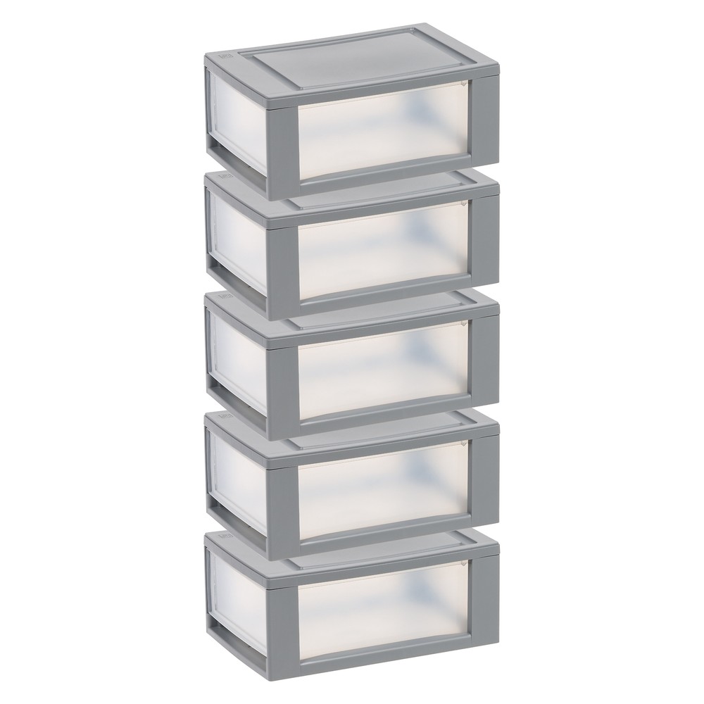 6 Qt Small Plastic Drawers, Under Bed Storage Bins, Stackable, Modular 5Pk