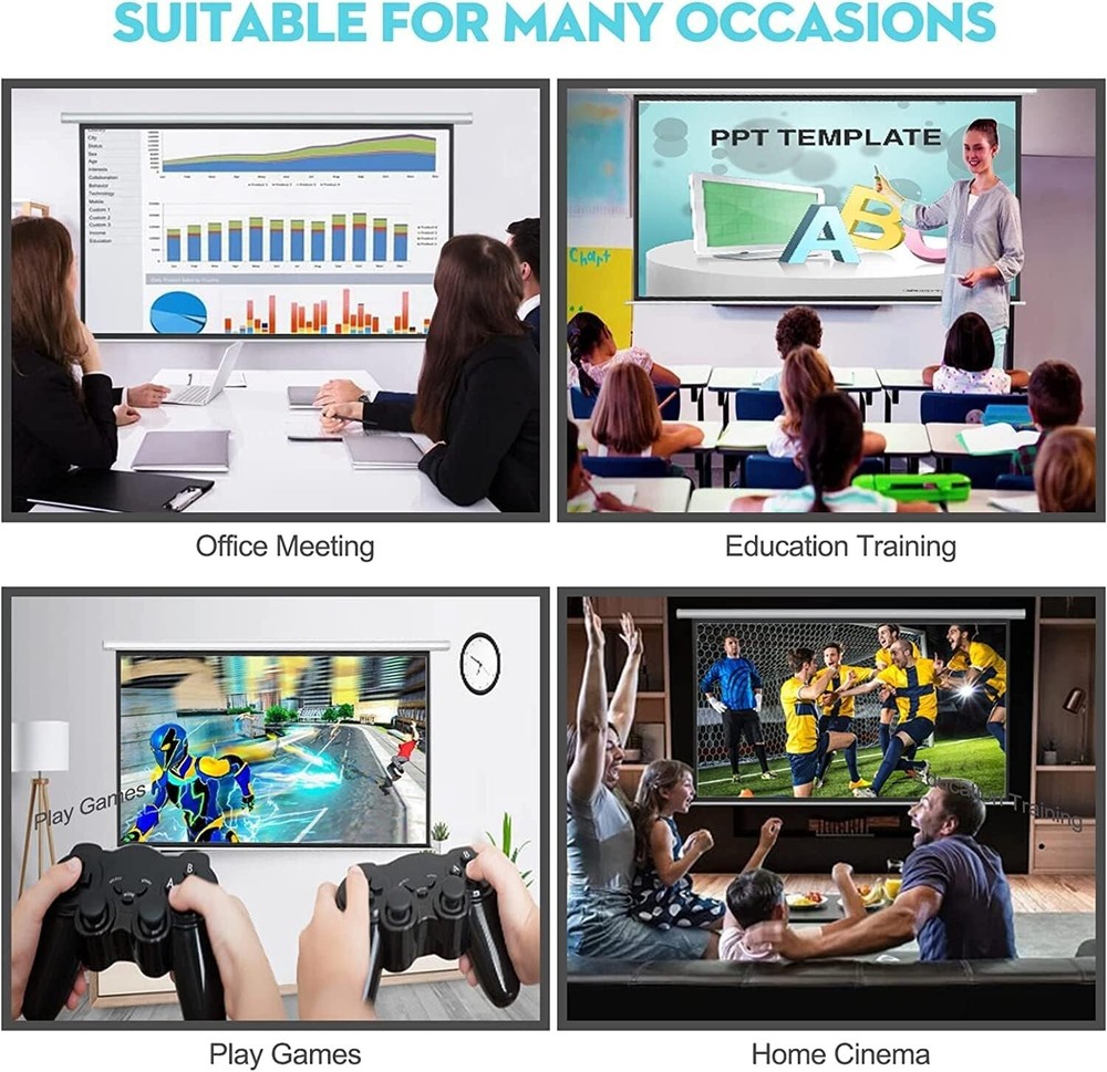 Electric Projector Screen with Remote, 120 inch Projector Screen, Automatic A...