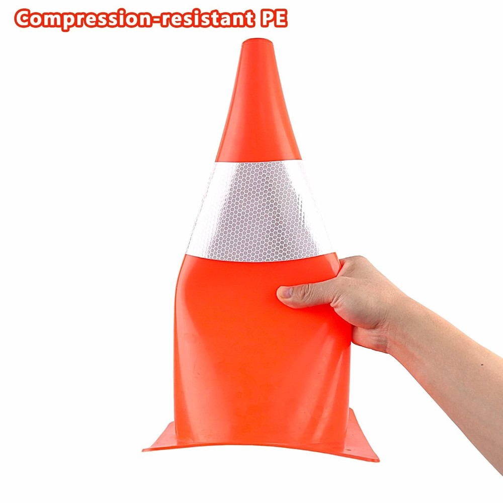 15-Inch Construction Cones with Reflective Collars - 4 Pack for Ultimate Safety
