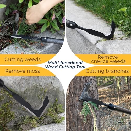 Heavy Duty Crack Weeder for Sidewalk & Paver – 58" Long Handle Weed Puller