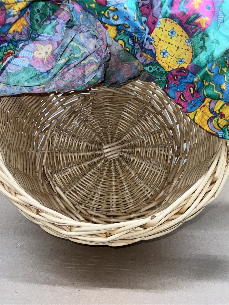 Easter Basket Kitsch Multi Color Liner Woven Boho Wicker