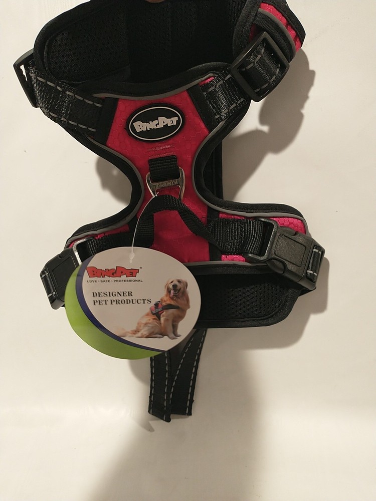 Bingpet Ba5042 pink Size Medium Reflective Adjustable Dog Soft Harness