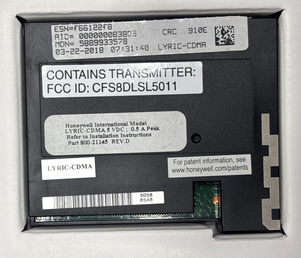 Honeywell Lyric CDMA Digital Cellular Communicator Indoor Transmitter Security