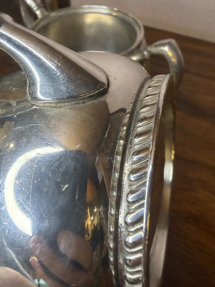 Rare 1951 Reed & Barton Silverplate 3150 Stackable Sugar & Waste Bowl Set