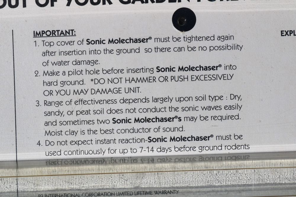 P3 Sonic Mole & Gopher Chaser 2-Pack - Humane Repellent - Safe Non-Toxic No-Kill