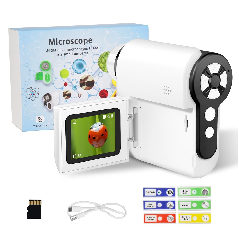 1000X Handheld Microscope for Kids Screen Rechargeable Mini Pocket Digital