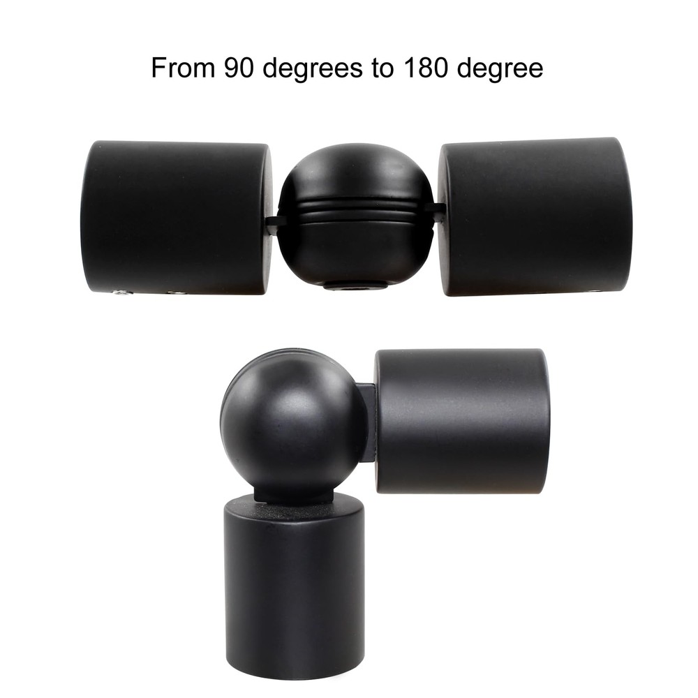 2 PCS Heavy Duty Curtain Rods Black Adjustable Corner Elbow Connector
