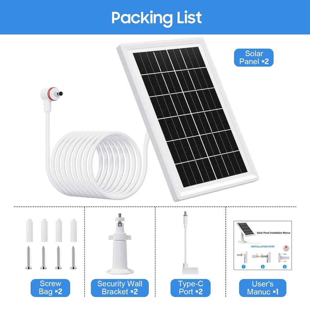 Solar Panel for Ring Camera, 2 Pack solar panels for Ring Security Camera, 5W...