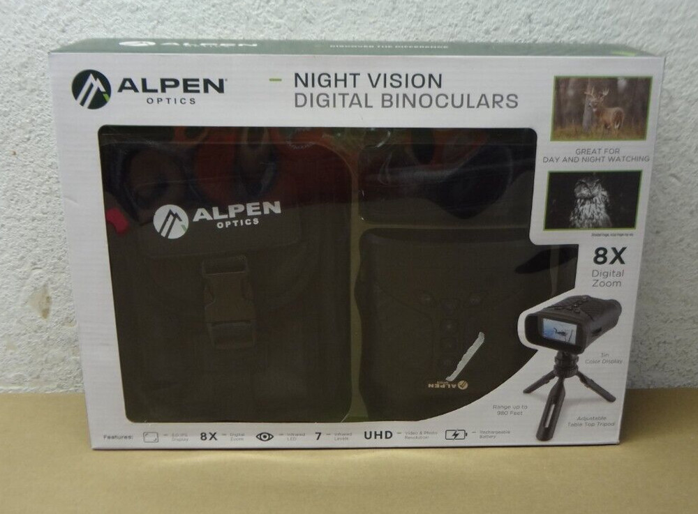 Alpen Optics Night Vision Digital Binoculars Kit with Carry Case, Strap & Tripod