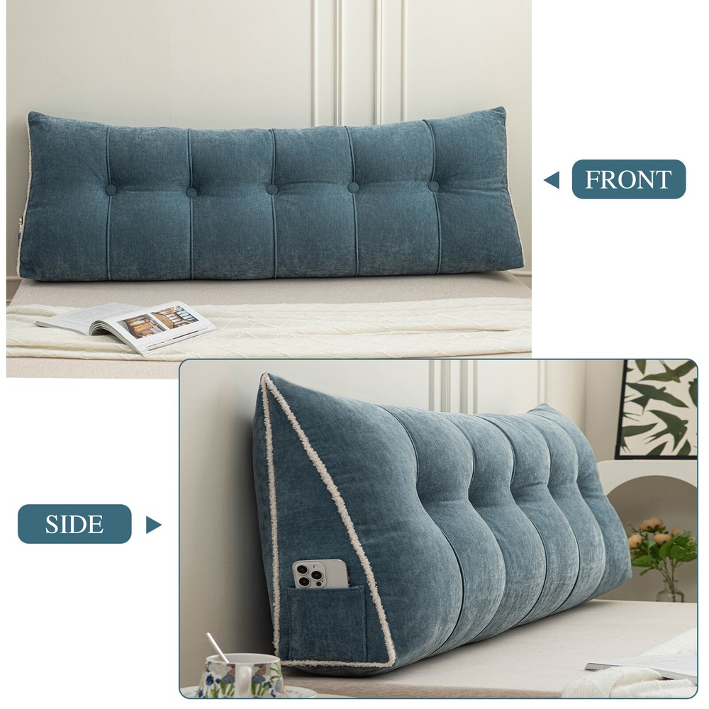 Triangular Wedge Pillow Chenille College Dorm Backrest Headboard Daybed Cushion
