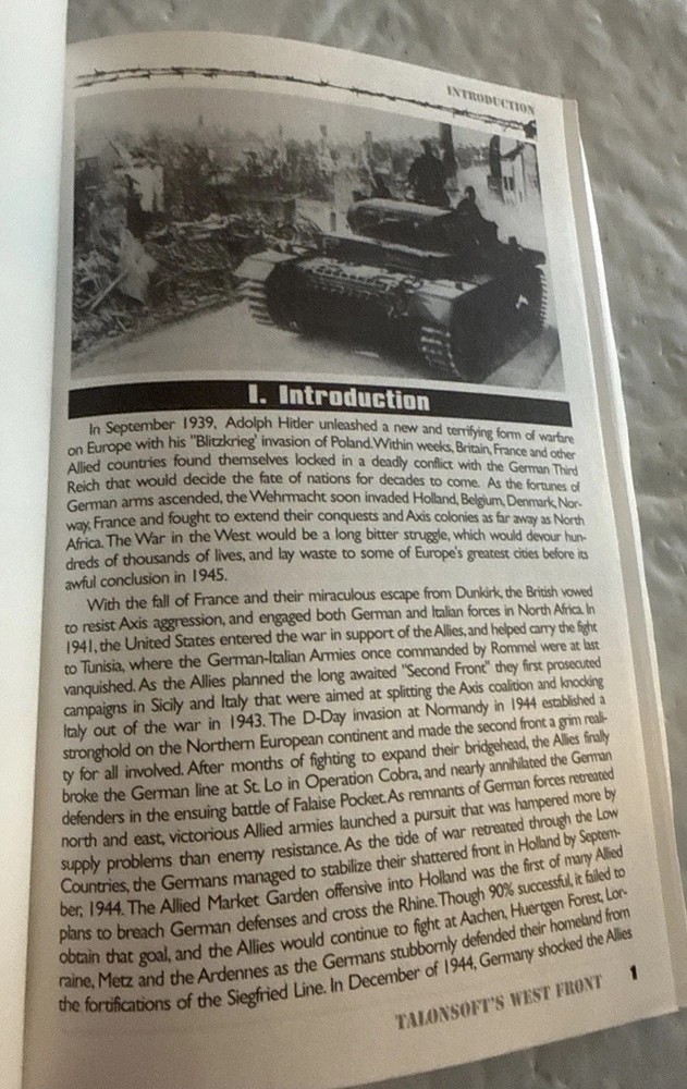TalonSoft's WEST FRONT, Player's Guide Handbook 1998