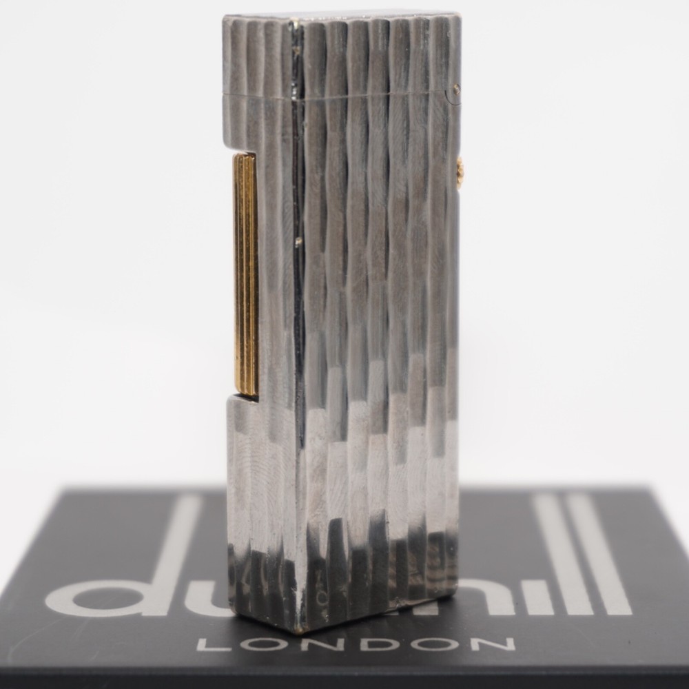 Dunhill Lighter oxidized silver Bambo Pattern-Ultrasonically Cleaned_Working