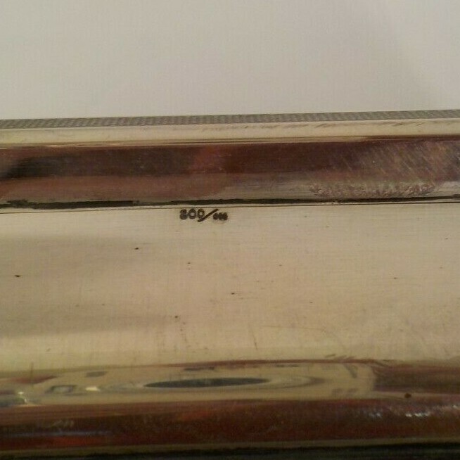 Continental 800 Silver Art Deco Table Box, Divided Wood Lined Interior