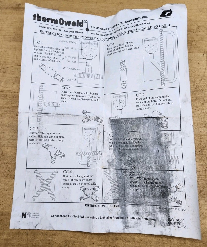 Thermoweld CC1 Mold #8225 With Handle. Nice