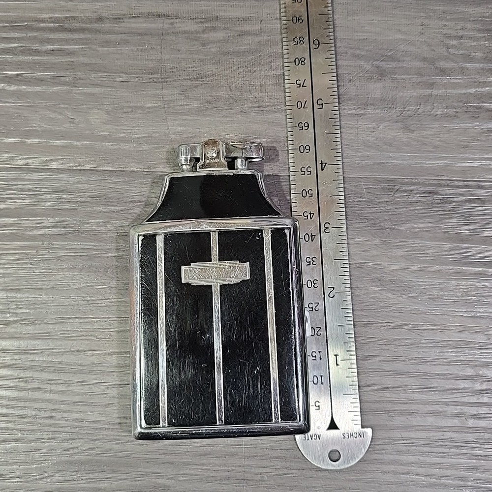 VINTAGE 1940s ART DECO RONSON MASTERCASE LIGHTER & CIGARETTE CASE BLACK Untested