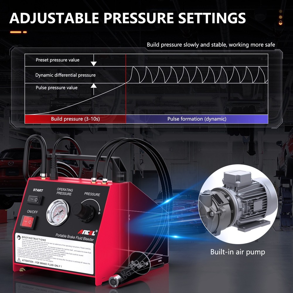 ANCEL BR2000 Electric Brake Fluid Bleeding Exchange Machine Adjustable Pressure