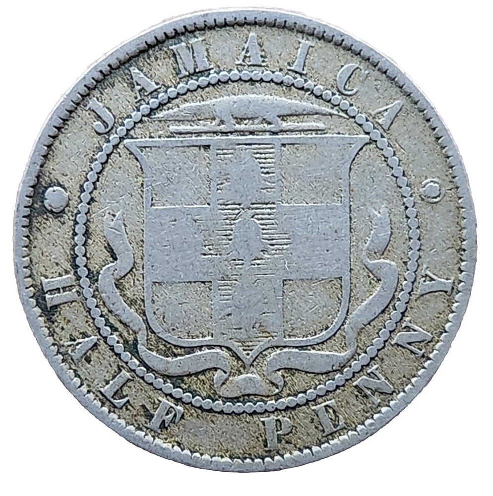 •1885•BRITISH JAMAICA•HALF PENNY•