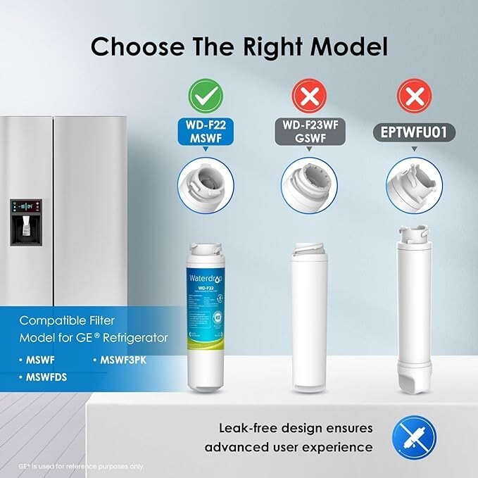 Waterdrop MSWF Refrigerator Water Filter, Replacement for GE® MSWF, Pack of 3