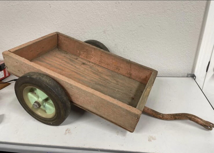 Antique small pull behind wood wagon NLH
