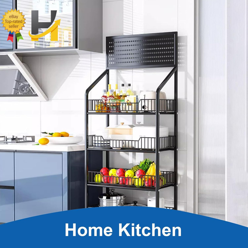 5 Tier Retail Display Rack Snack Organizer Stand with Wheels & Hooks Black