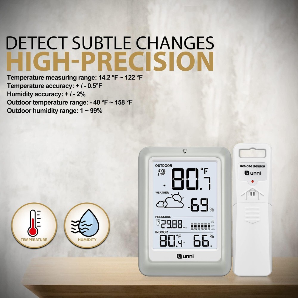 Wireless Weather Stations, with 330ft Range Sensor and Adjustable Backlight I...
