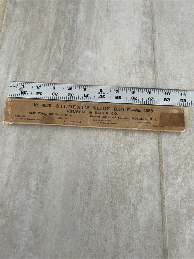 K&E Keuffel & Esser Beginner's Slide Rule N4058W Original Packaging.