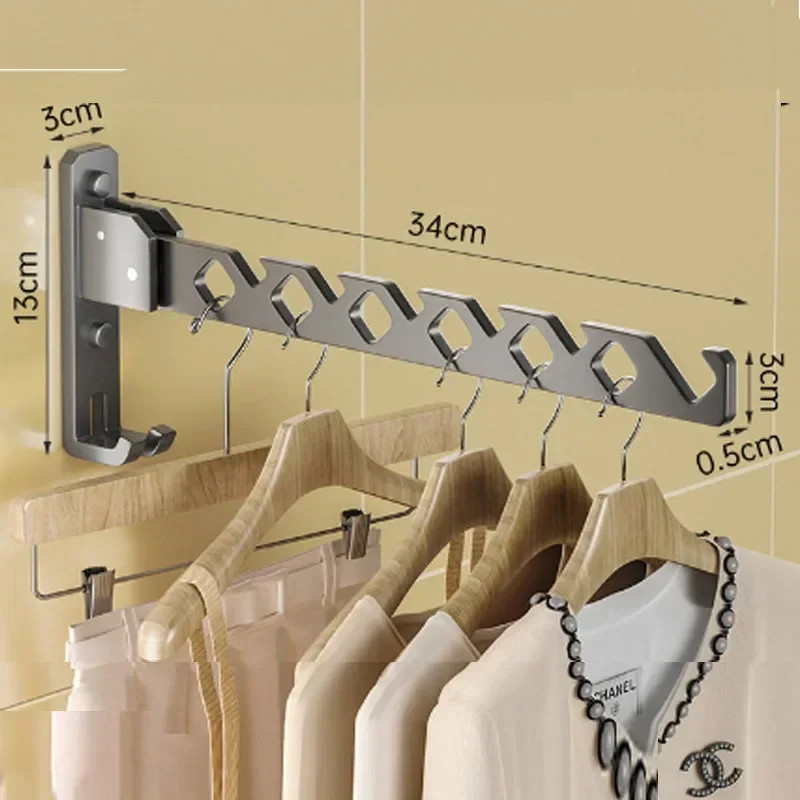 Clothes Drying Rack Adjustable Angle Clothes Hanger Wall-Mounted Coat Dryer Coll