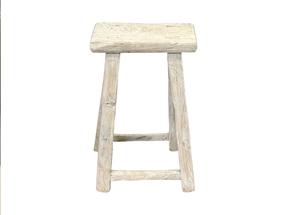 Rustic Raw Rough Wood Grain Rectangle Slim Stool Bench Side Table ws4616