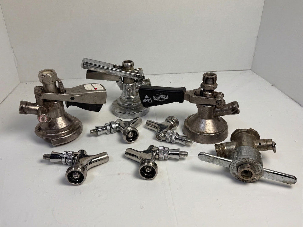 Beer Keg Couplers Sankey D System Lot Micromatic + 4 Taps AS IS