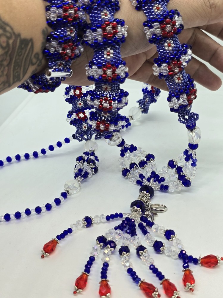 Set de collar e idde YEMAYA OKUTE Deluxe Tejido