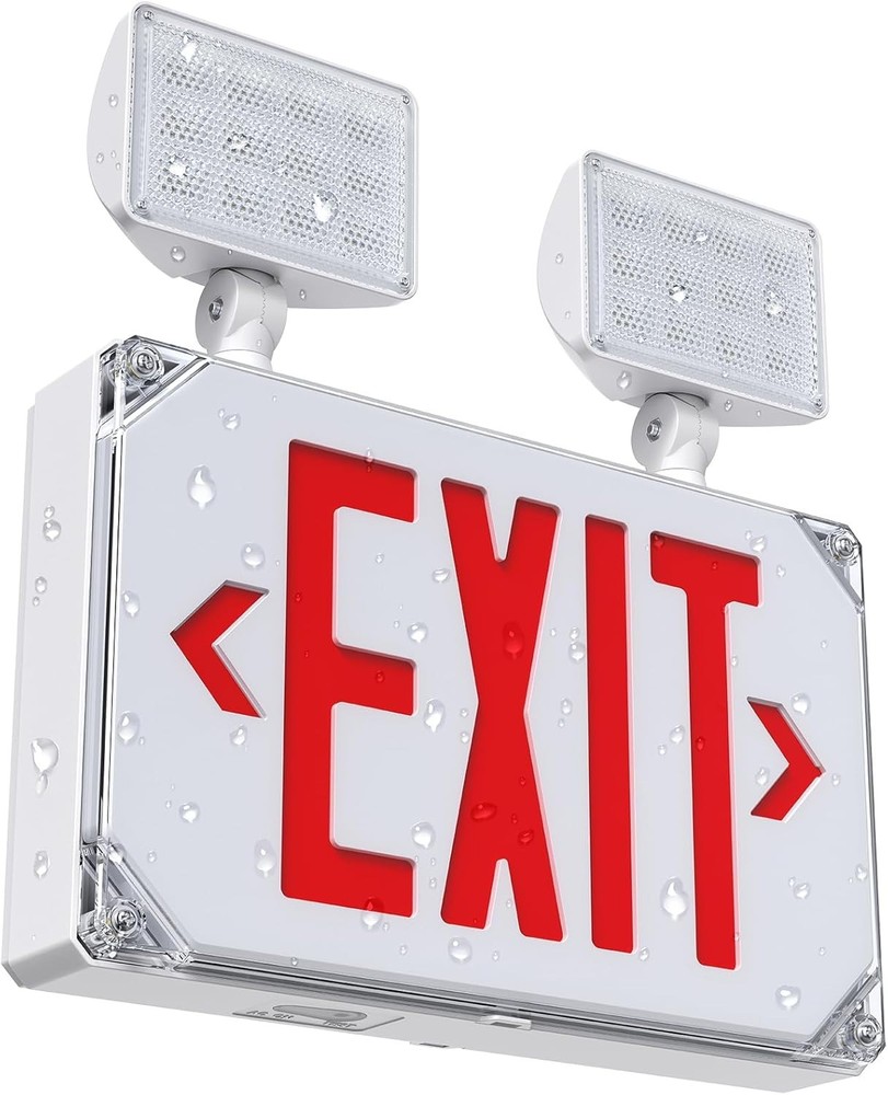 Wet Location Emergency Exit Sign Adjustable Light Battery Double Sided LED NOB