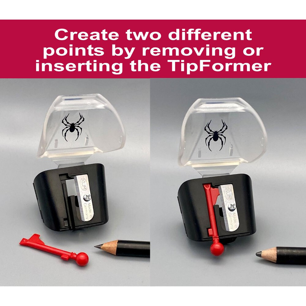 Kum Black Widow Soft Pencil & Pastels Sharpener - Sharpens to 2 Different Points
