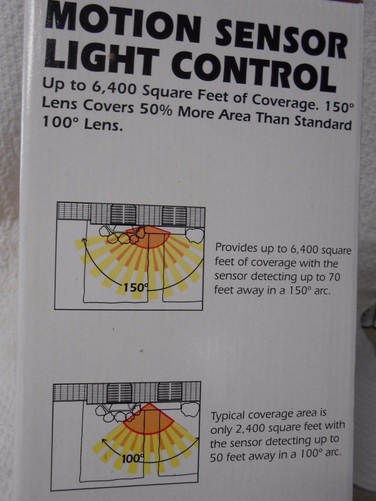 Motion Sensor Light Control Protection Bonus 2 Free 150 Watts Bulbs Included