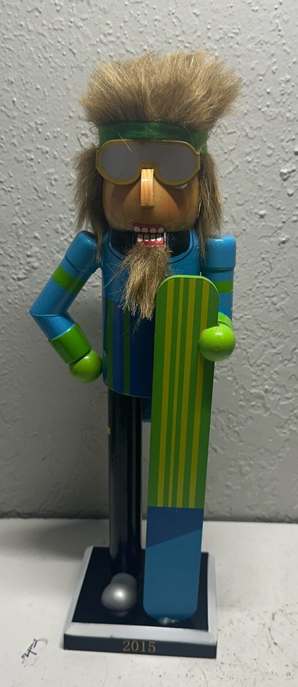 2015 Wooden Christmas Nutcracker Snowboarder 14" Tall
