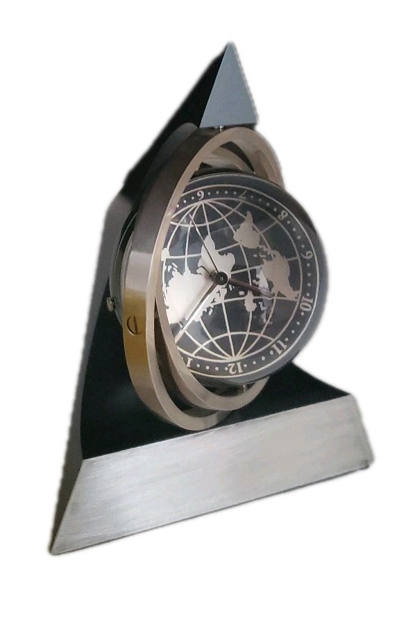 Galileo Gimbal Clock & Frame -Silver - UNUSUAL DESK CLOCK
