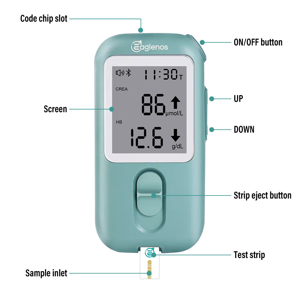 Multifunctional Blood Creatinine Meter with 25 Test Strips for Home Testing Use