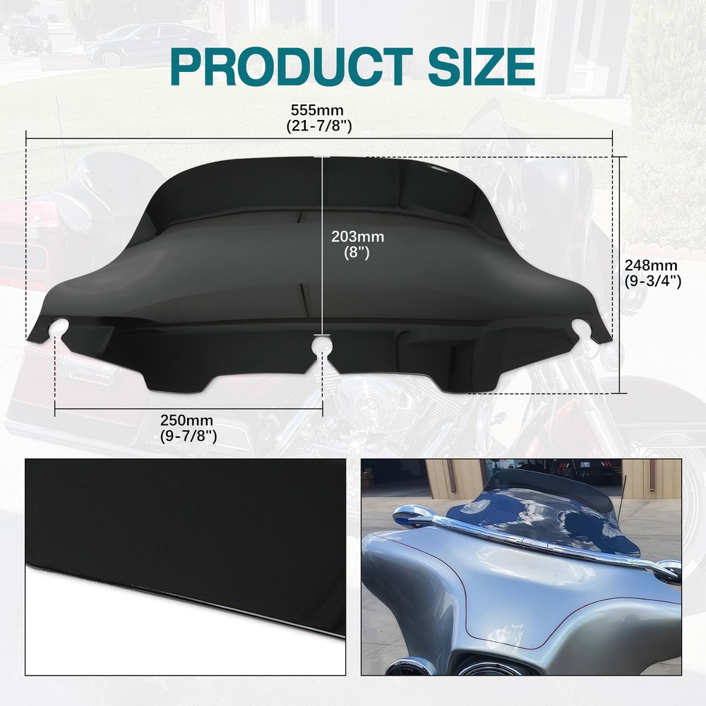 8" Wave Windshield Windscreen For Harley Touring Electra Ultra Glide 1996-2013