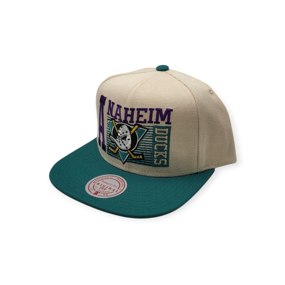 Mitchell & Ness Anaheim Ducks Speed Zone Off White/Teal Adjustable Snapback Hat