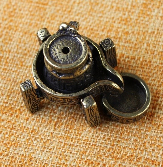 Brass Wheel Waterfall Incense Holder Statue Small Sculpture Tabletop Decor