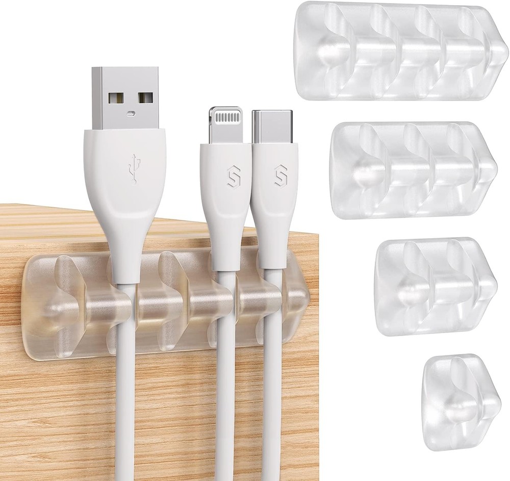 Syncwire Clear Cable Clips - Cord Holders - Self Adhesive