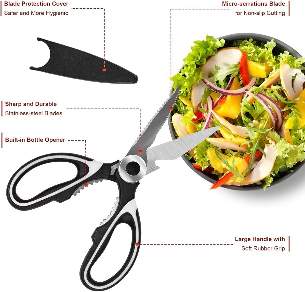 2-Pack Heavy-Duty Kitchen Scissors - Sharp Stainless Steel Multi-Purpose
