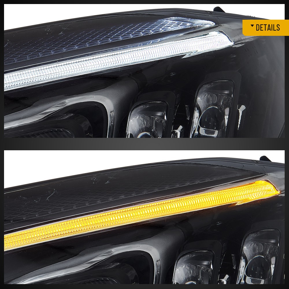 LED Headlights w/Sequential For 2015-2018 Mercedes Benz C-Class Halogen version