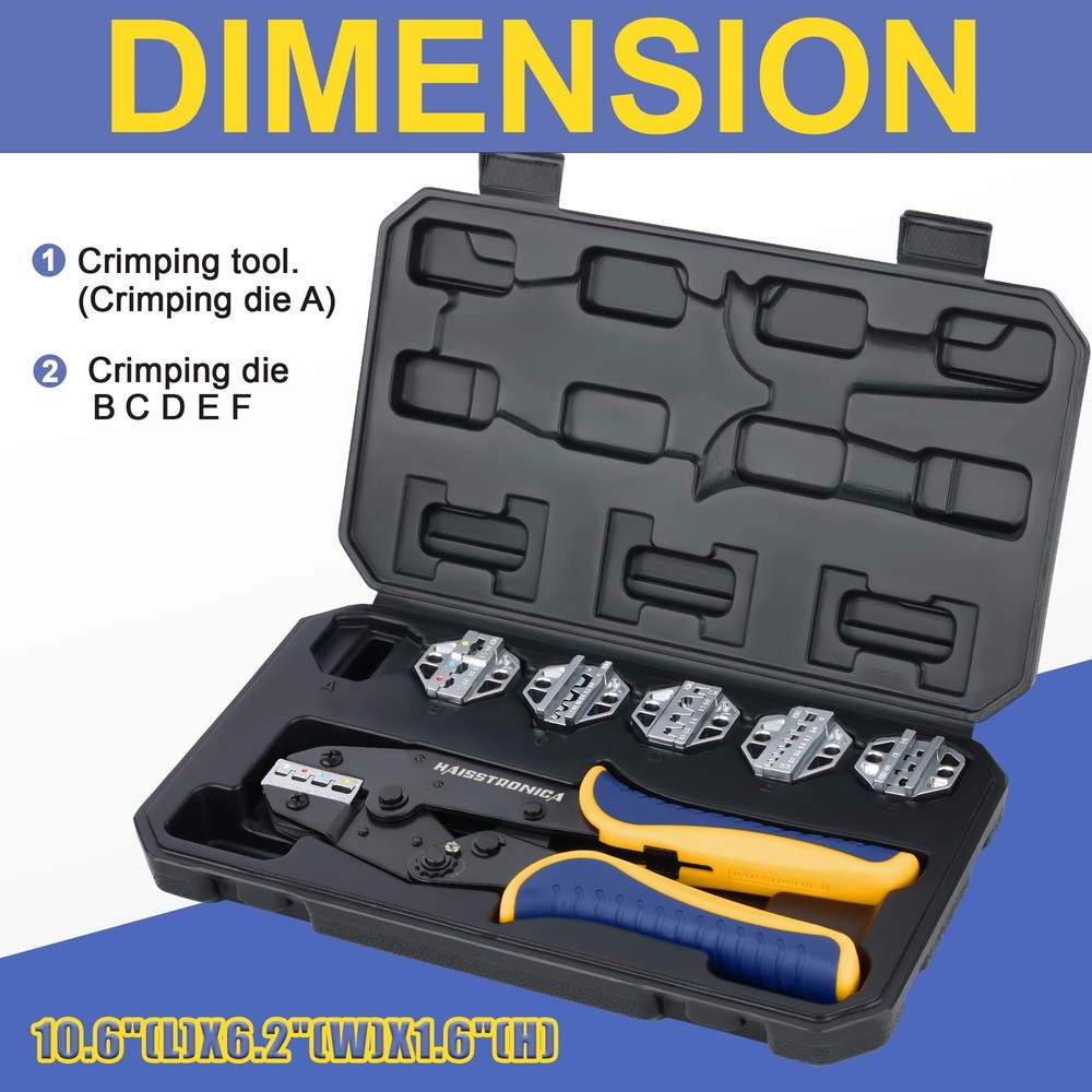 haisstronica 6PCS Crimping Tool Set - Ratchet Wire Compact, Silver