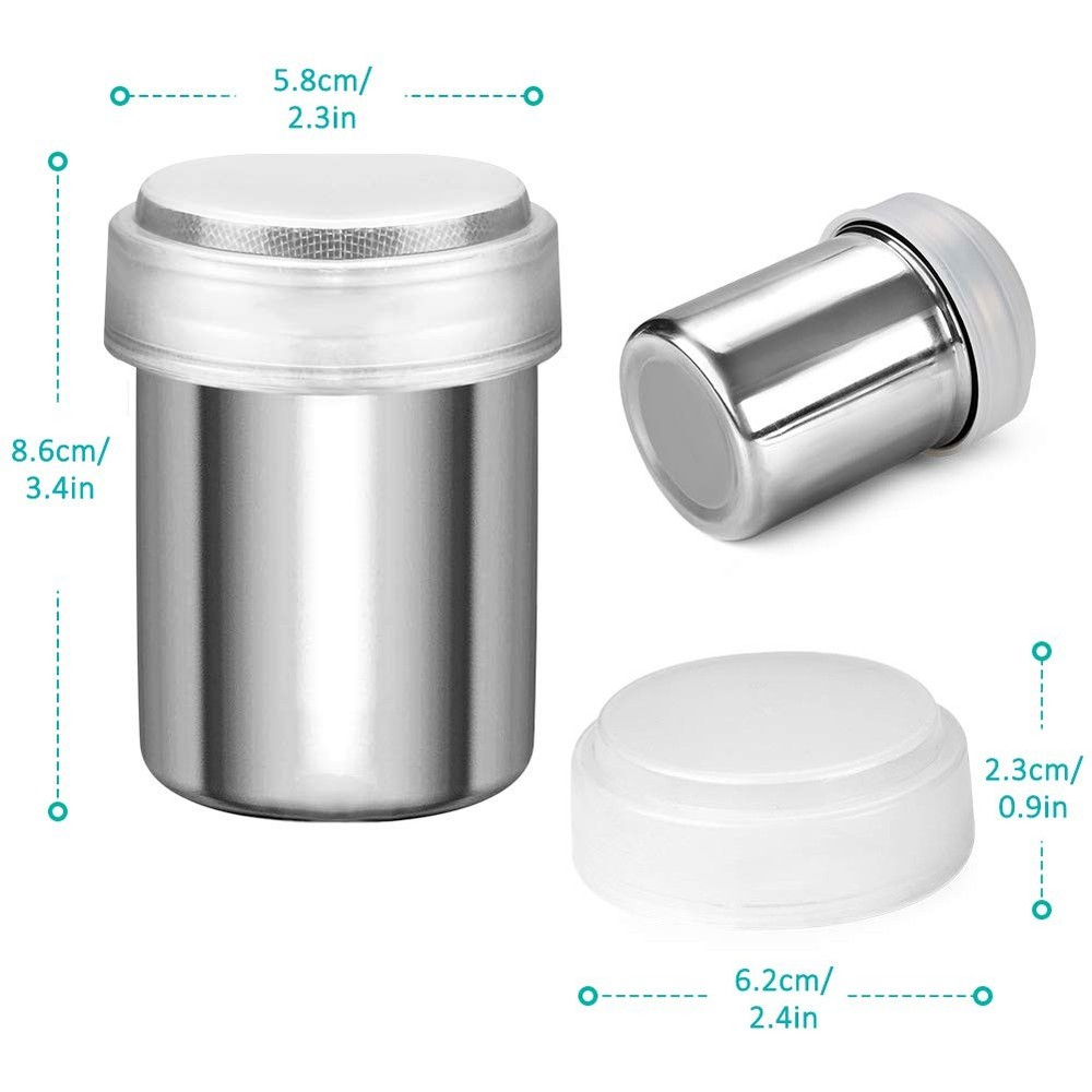 Accmor Powdered Sugar Shaker Duster, Cinnamon Flour 6 Ounce, Silver