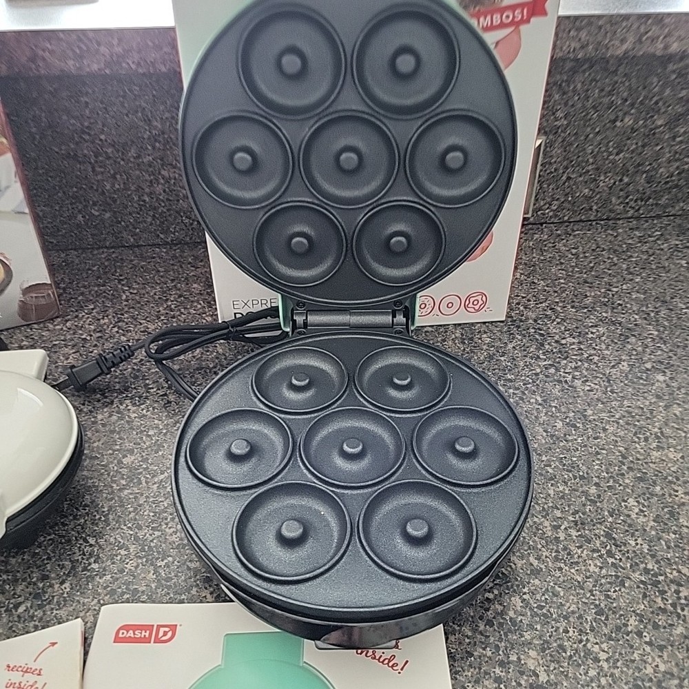 Bundle! DASH Express Mini Donut Maker AND Mini Waffle Maker Nonstick Press Type